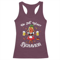 Funny Oktoberfest Sausage Dirndl German Beer Racerback Tank Top On My Wurst Behavior