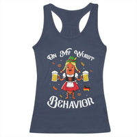 Funny Oktoberfest Sausage Dirndl German Beer Racerback Tank Top On My Wurst Behavior