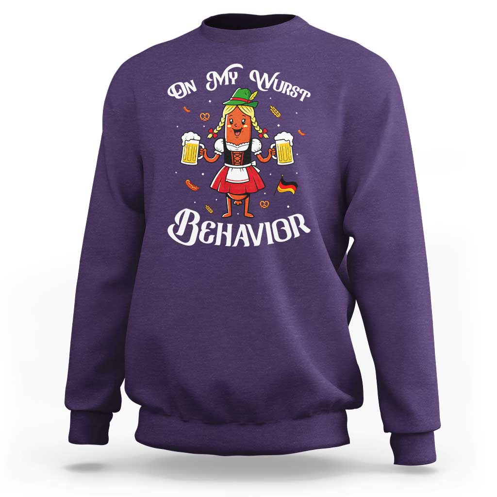 Funny Oktoberfest Sausage Dirndl German Beer Sweatshirt On My Wurst Behavior