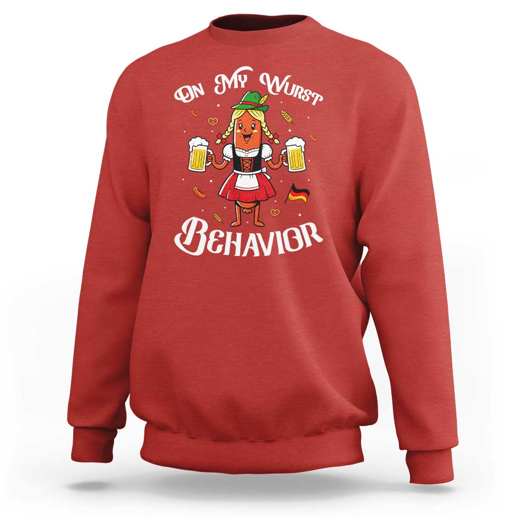 Funny Oktoberfest Sausage Dirndl German Beer Sweatshirt On My Wurst Behavior