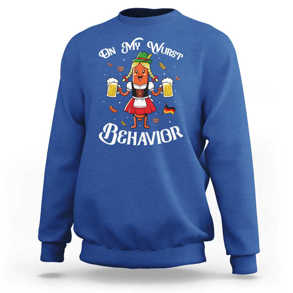 Funny Oktoberfest Sausage Dirndl German Beer Sweatshirt On My Wurst Behavior