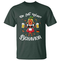 Funny Oktoberfest Sausage Dirndl German Beer T Shirt On My Wurst Behavior
