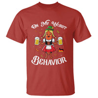 Funny Oktoberfest Sausage Dirndl German Beer T Shirt On My Wurst Behavior