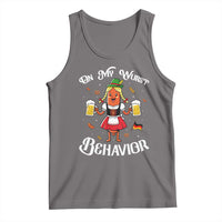 Funny Oktoberfest Sausage Dirndl German Beer Tank Top On My Wurst Behavior