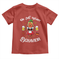 Funny Oktoberfest Sausage Dirndl German Beer Toddler T Shirt On My Wurst Behavior