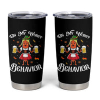 Funny Oktoberfest Sausage Dirndl German Beer Tumbler Cup On My Wurst Behavior