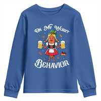 Funny Oktoberfest Sausage Dirndl German Beer Youth Sweatshirt On My Wurst Behavior