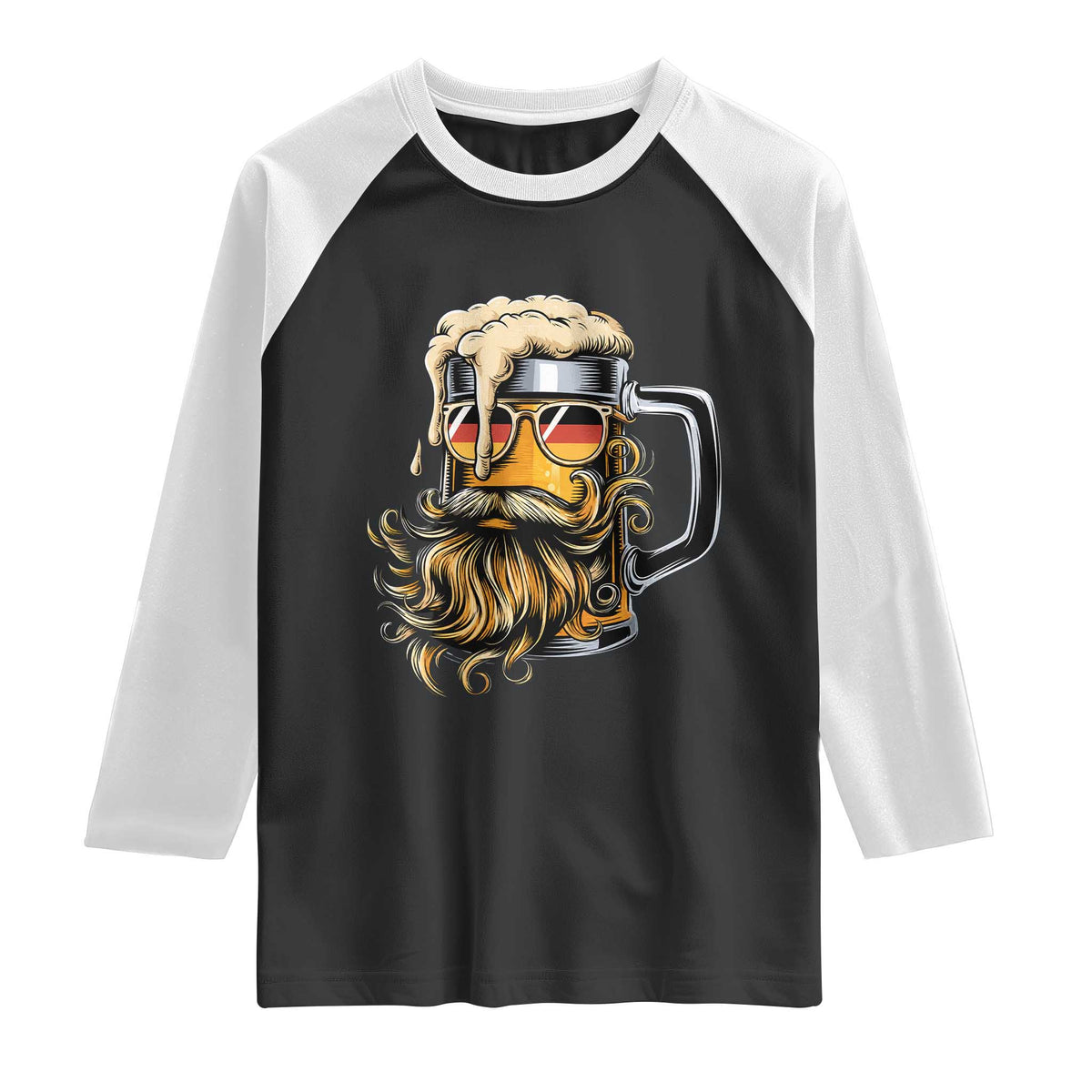 Funny Oktoberfest Beer Lover Gift Raglan Shirt Cool German Beer Mug