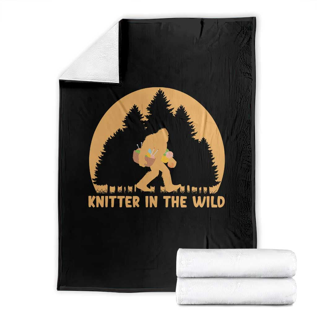 Knitting Bigfoot In The Wild Funny Gift Throw Blanket - Wonder Print Shop