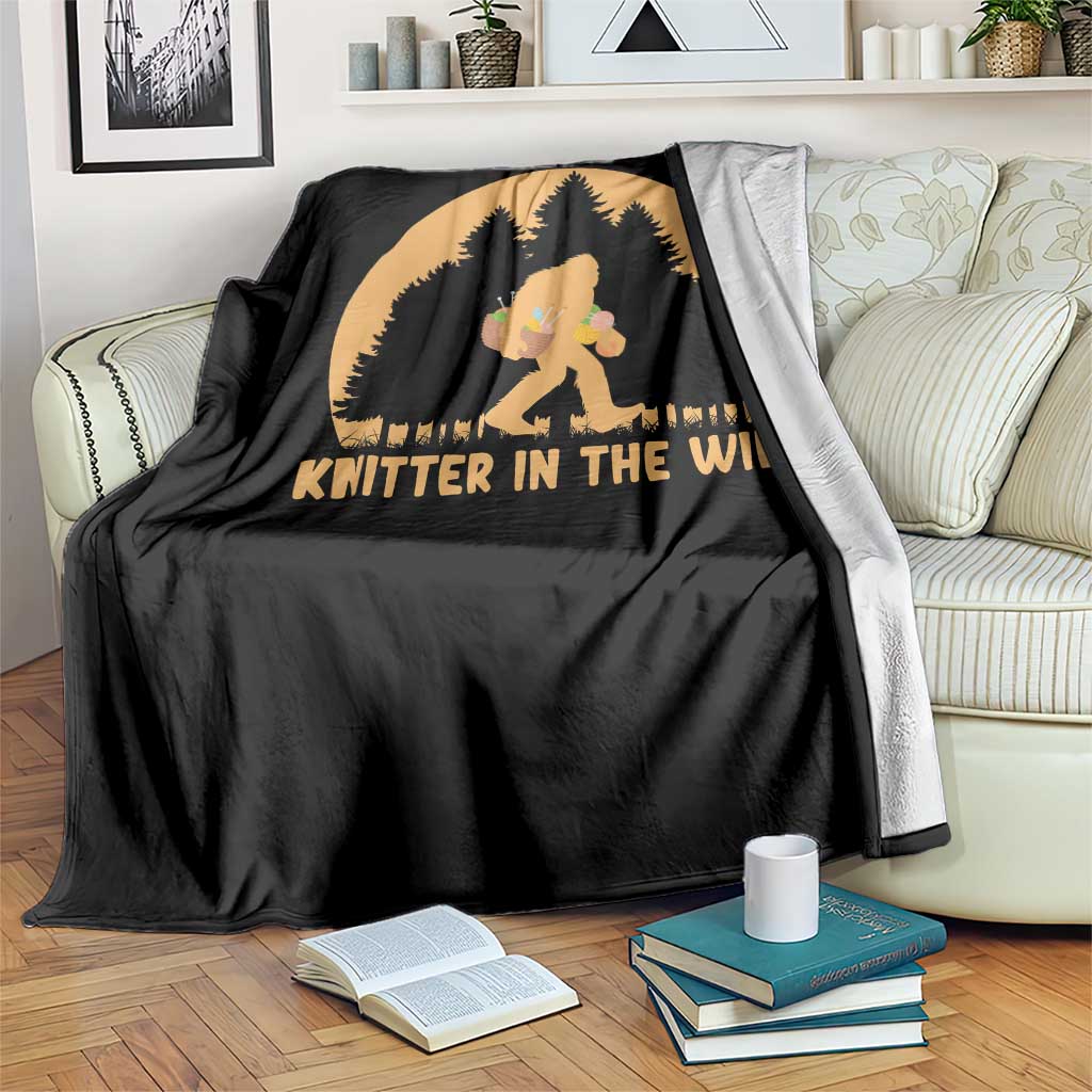 Knitting Bigfoot In The Wild Funny Gift Throw Blanket - Wonder Print Shop