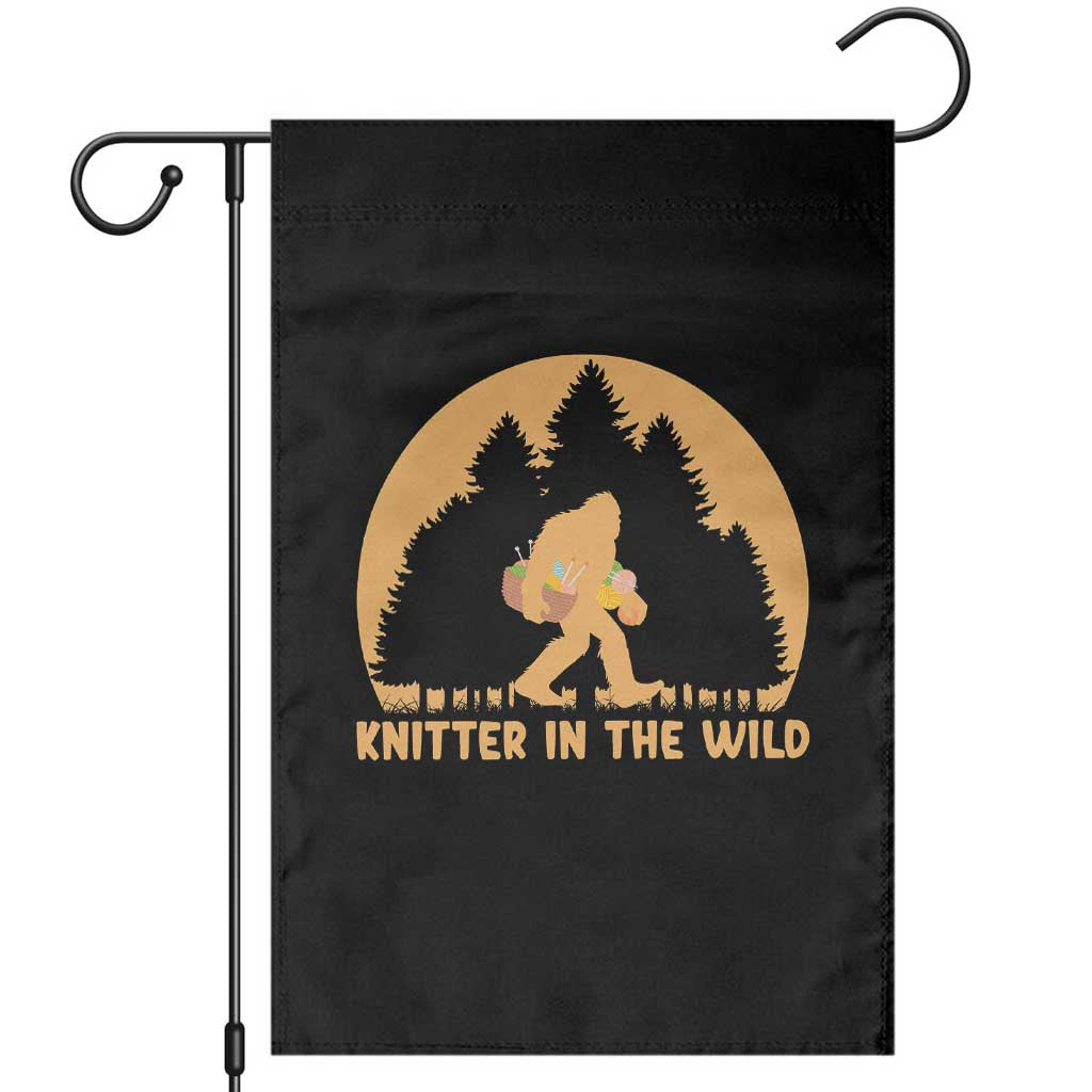 Knitting Bigfoot In The Wild Funny Gift Garden Flag - Wonder Print Shop