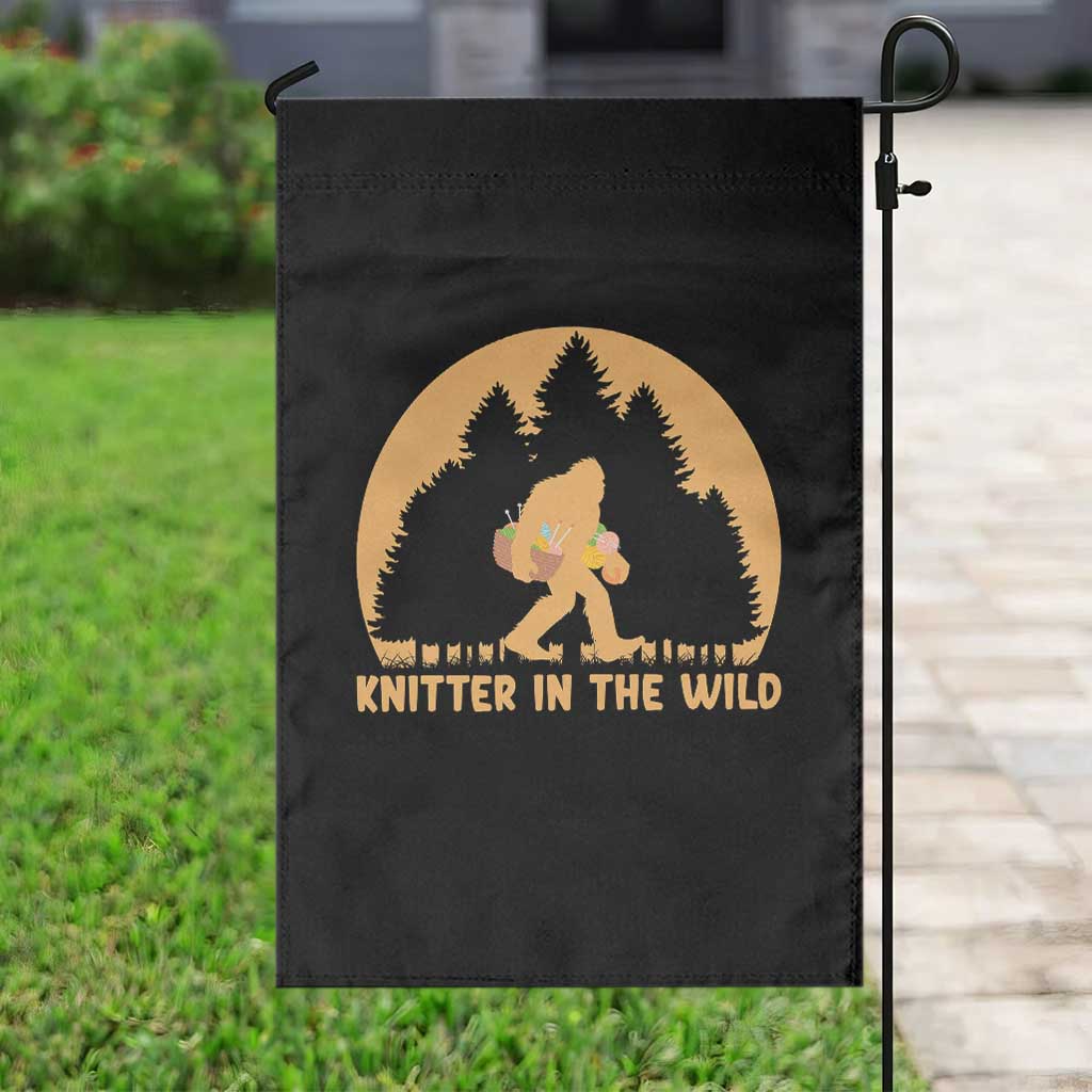 Knitting Bigfoot In The Wild Funny Gift Garden Flag - Wonder Print Shop