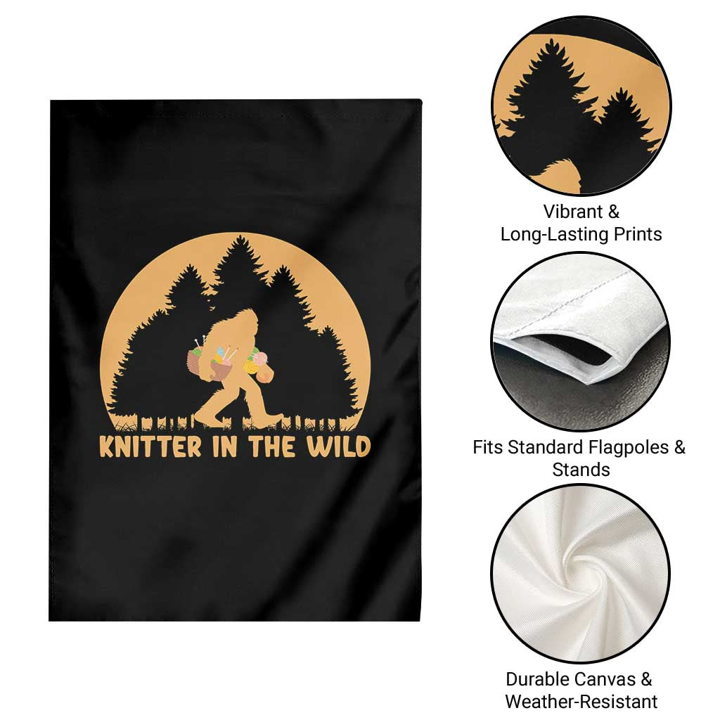 Knitting Bigfoot In The Wild Funny Gift Garden Flag - Wonder Print Shop