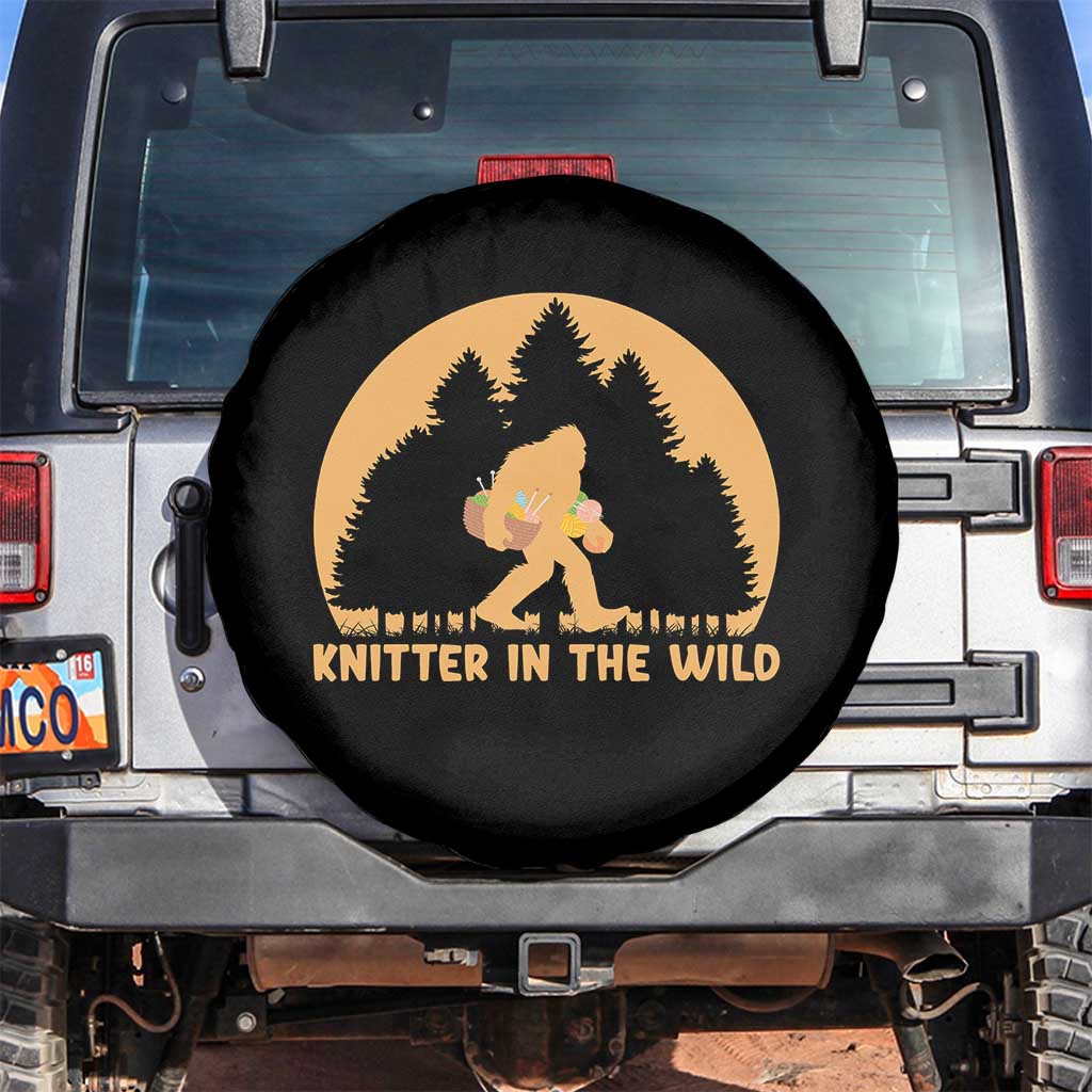 Knitting Bigfoot In The Wild Funny Gift Spare Tire Cover - Wonder Print Shop