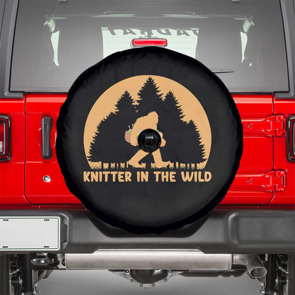 Knitting Bigfoot In The Wild Funny Gift Spare Tire Cover - Wonder Print Shop