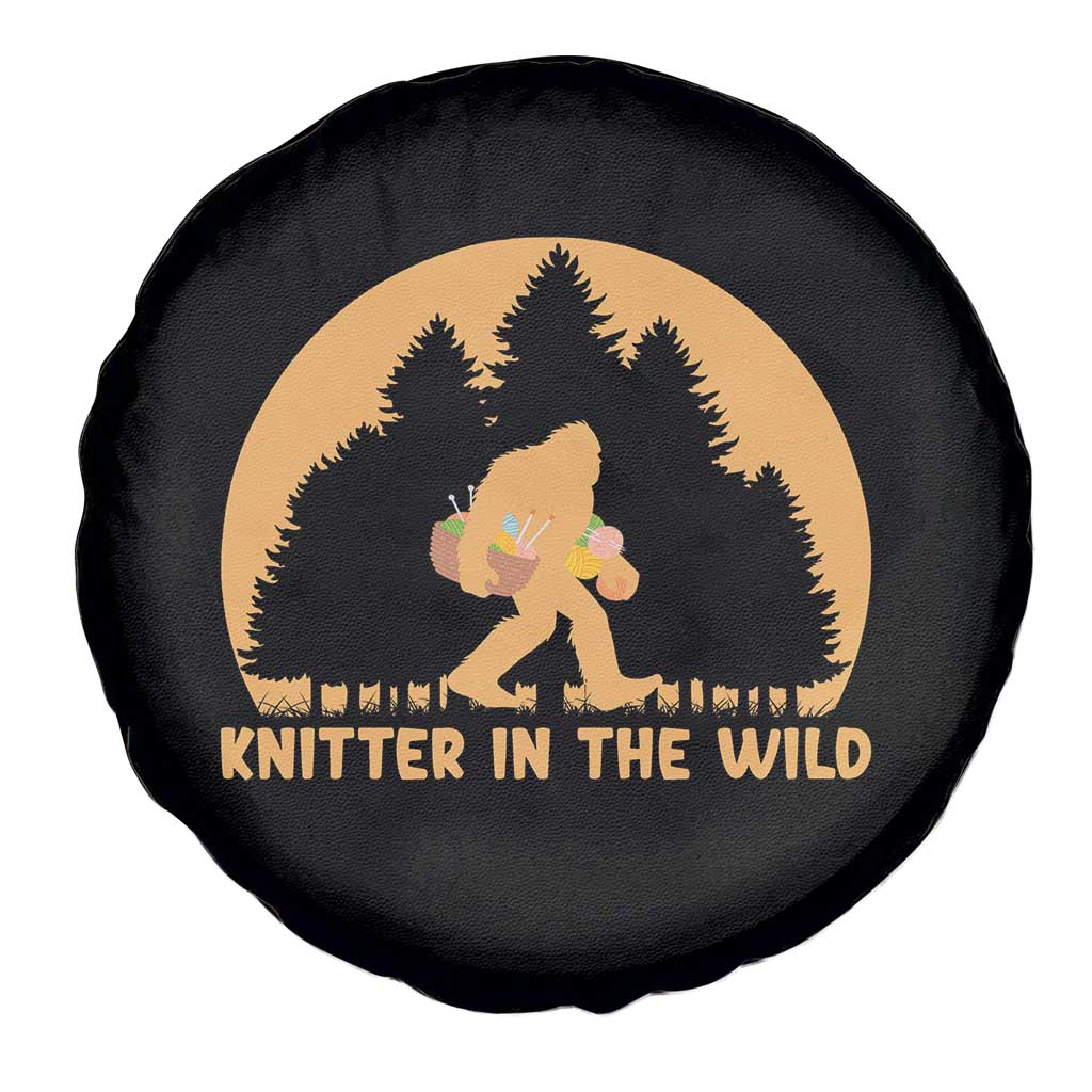 Knitting Bigfoot In The Wild Funny Gift Spare Tire Cover - Wonder Print Shop