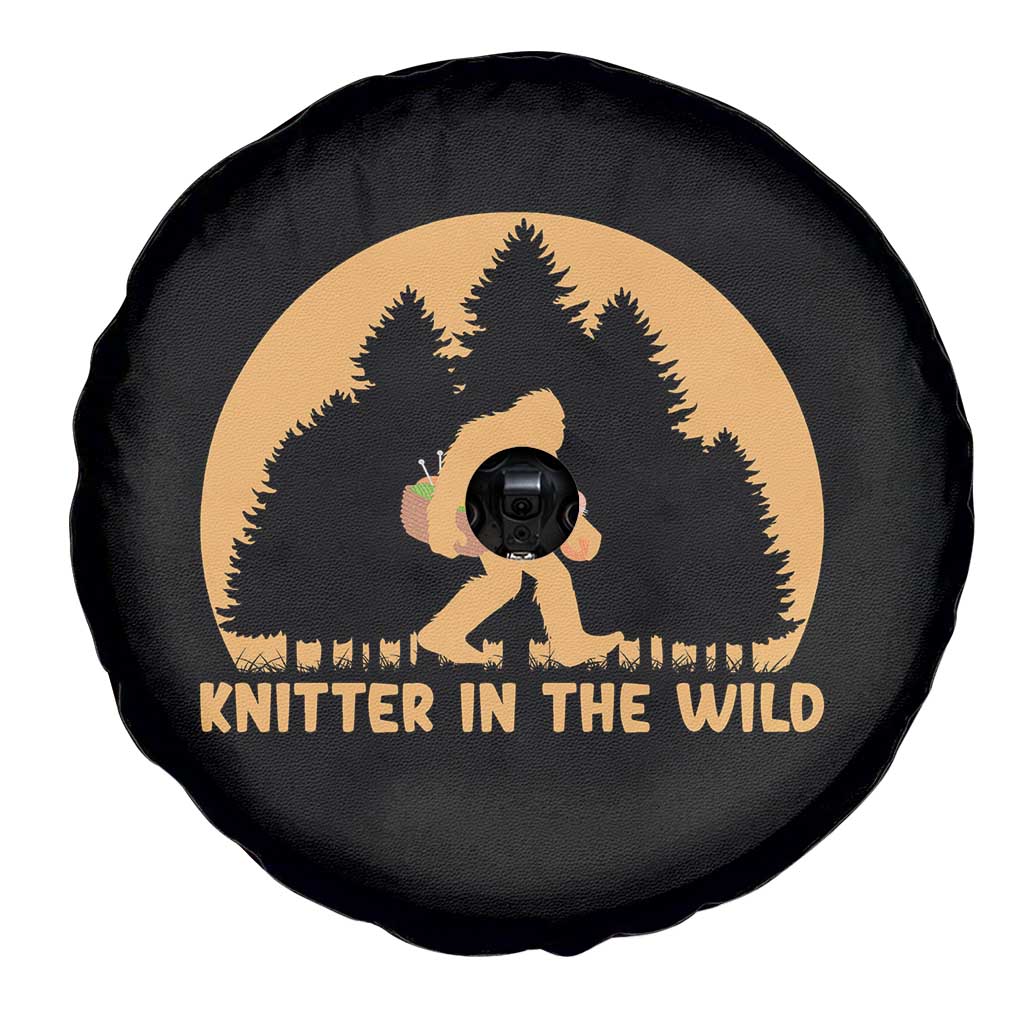 Knitting Bigfoot In The Wild Funny Gift Spare Tire Cover - Wonder Print Shop