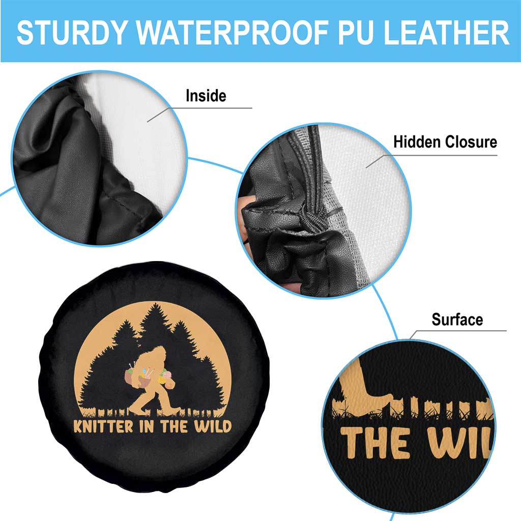 Knitting Bigfoot In The Wild Funny Gift Spare Tire Cover - Wonder Print Shop