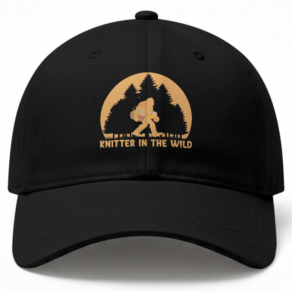Knitting Bigfoot In The Wild Funny Gift Baseball Cap