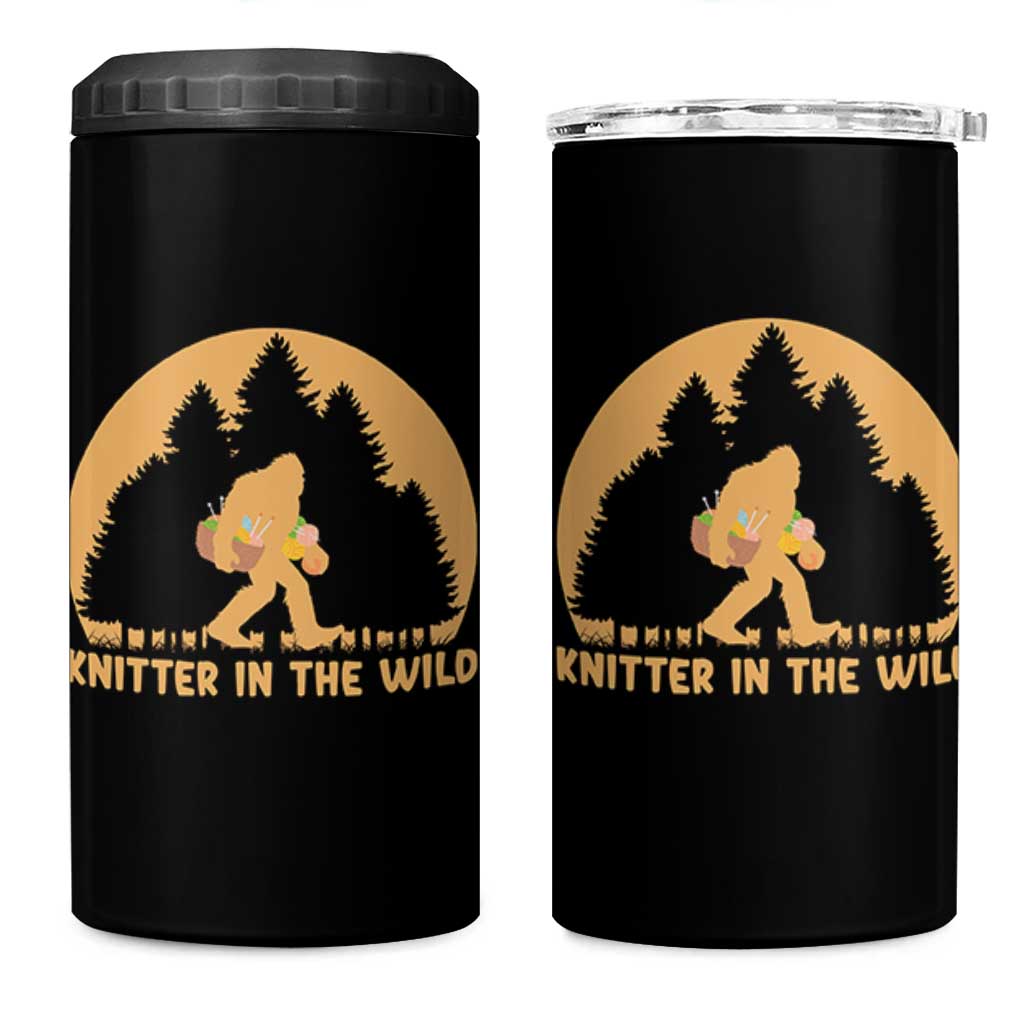 Knitting Bigfoot In The Wild Funny Gift 4 in 1 Can Cooler Tumbler - Wonder Print Shop