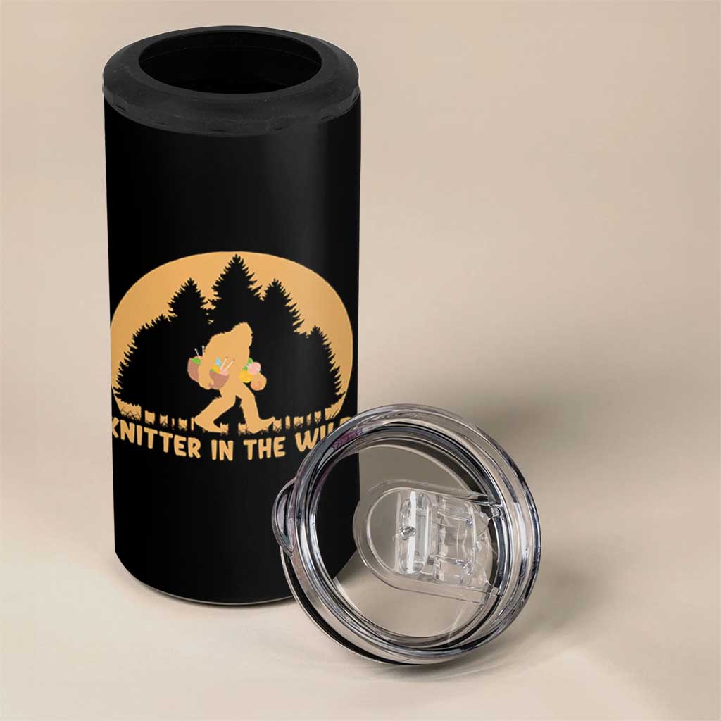 Knitting Bigfoot In The Wild Funny Gift 4 in 1 Can Cooler Tumbler - Wonder Print Shop