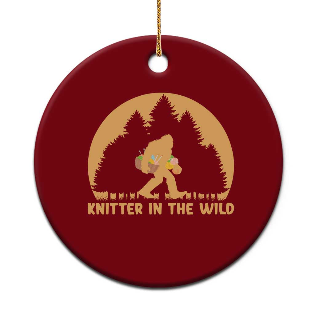 Knitting Bigfoot In The Wild Funny Gift Ceramic Ornament - Wonder Print Shop