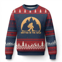 Knitting Bigfoot In The Wild Funny Gift Ugly Christmas Sweater - Wonder Print Shop