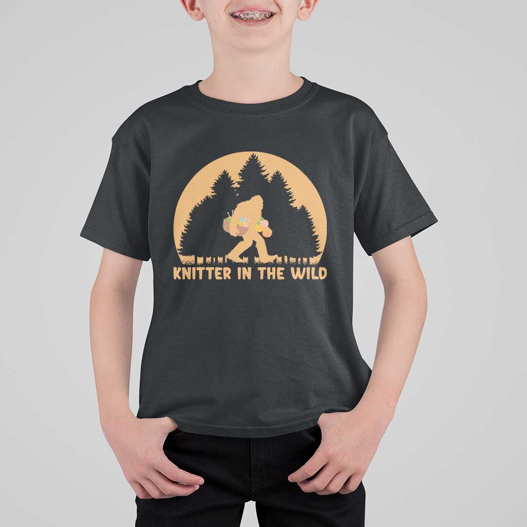 Knitting Bigfoot In The Wild Funny Gift T Shirt For Kid - Wonder Print Shop