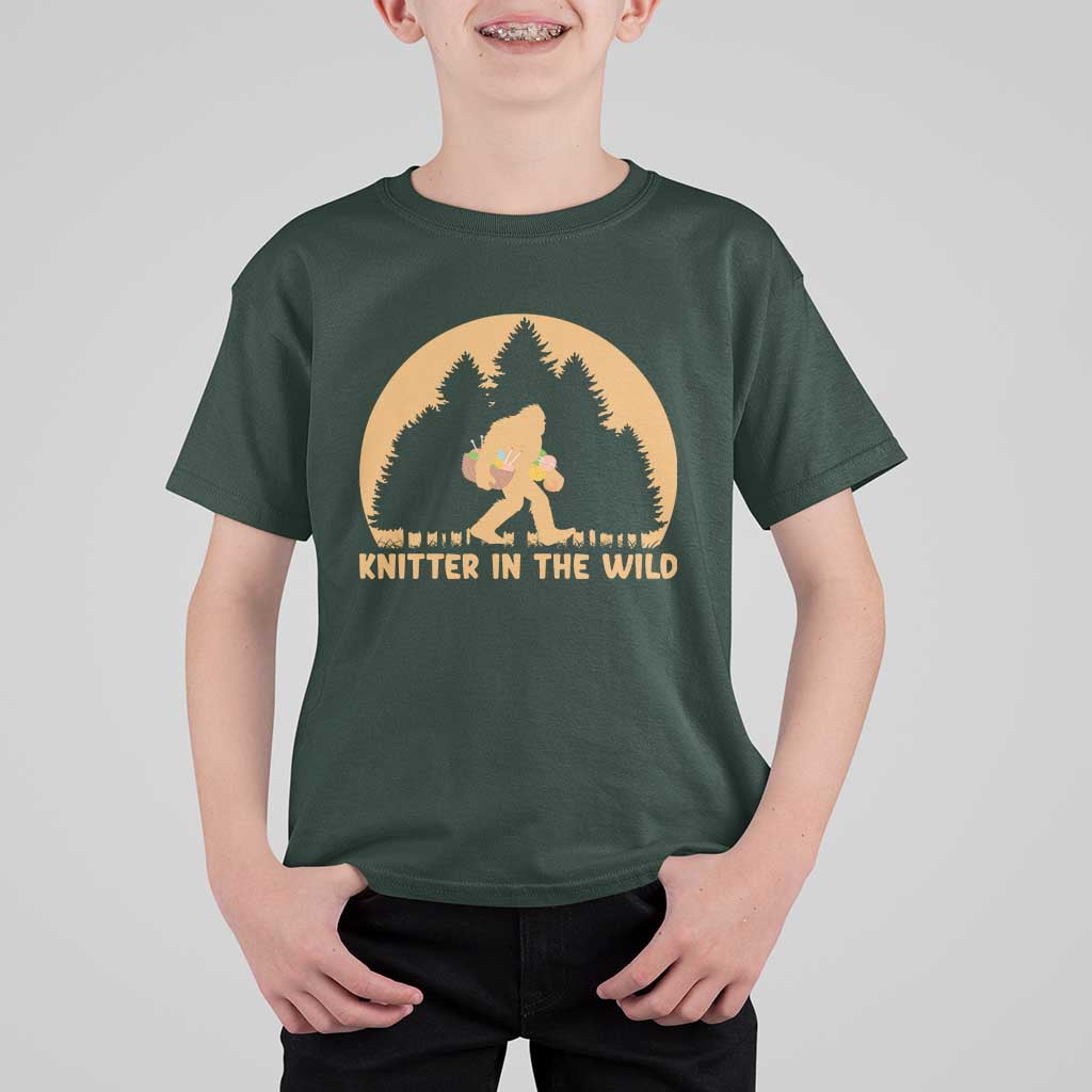 Knitting Bigfoot In The Wild Funny Gift T Shirt For Kid - Wonder Print Shop