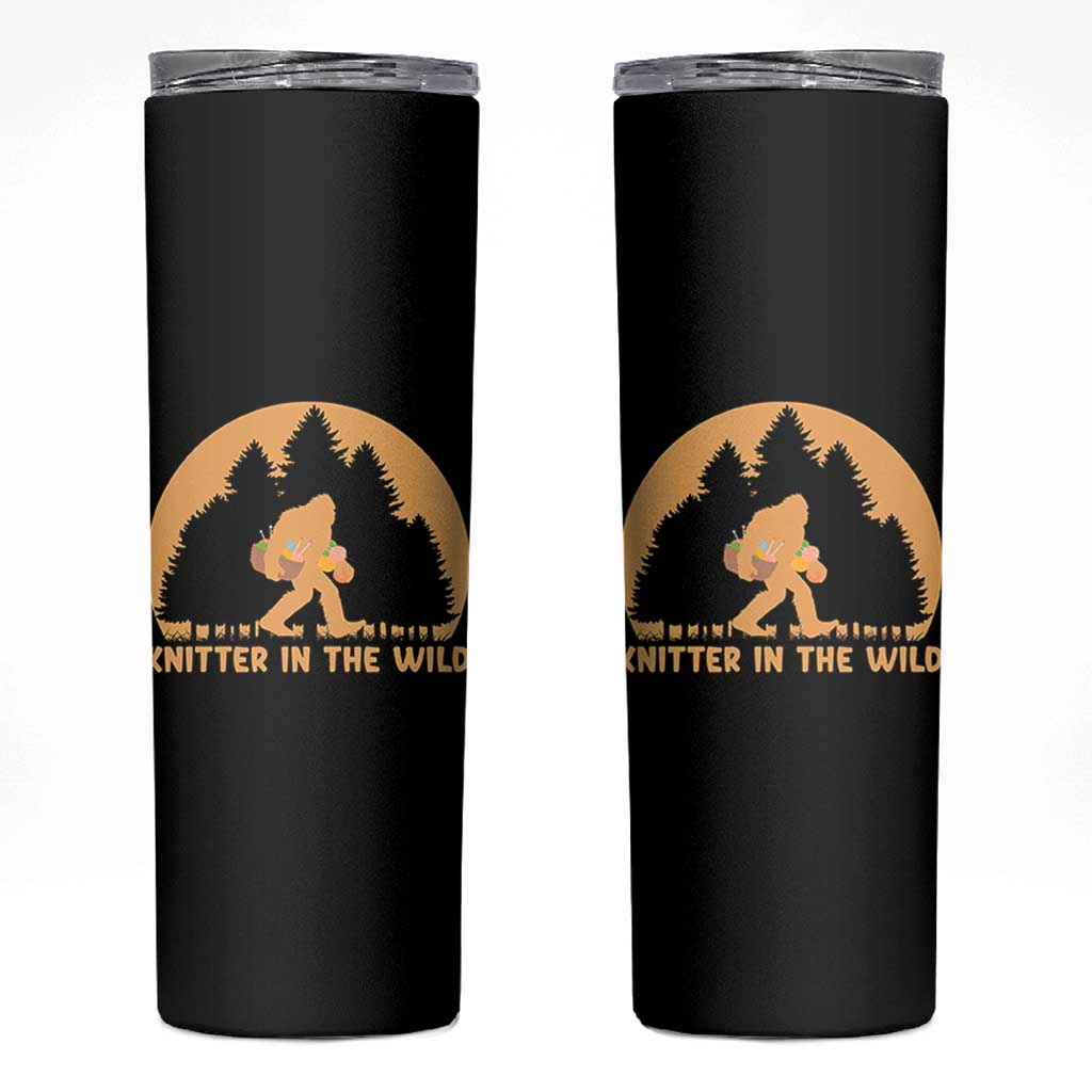 Knitting Bigfoot In The Wild Funny Gift Skinny Tumbler - Wonder Print Shop