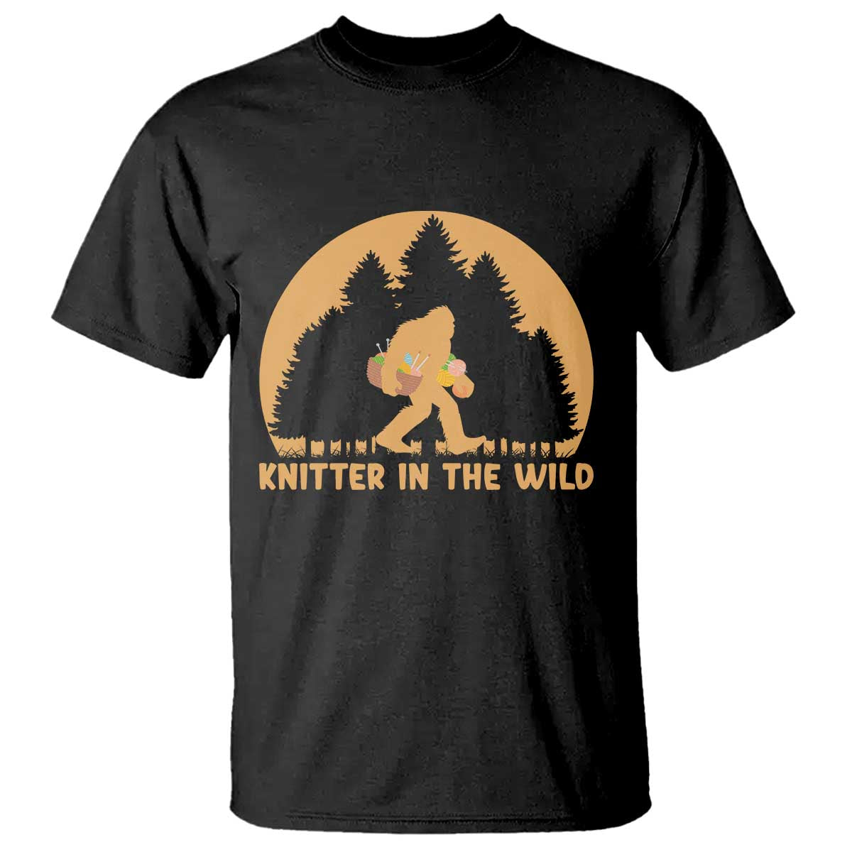 Knitting Bigfoot In The Wild Funny Gift T Shirt - Wonder Print Shop
