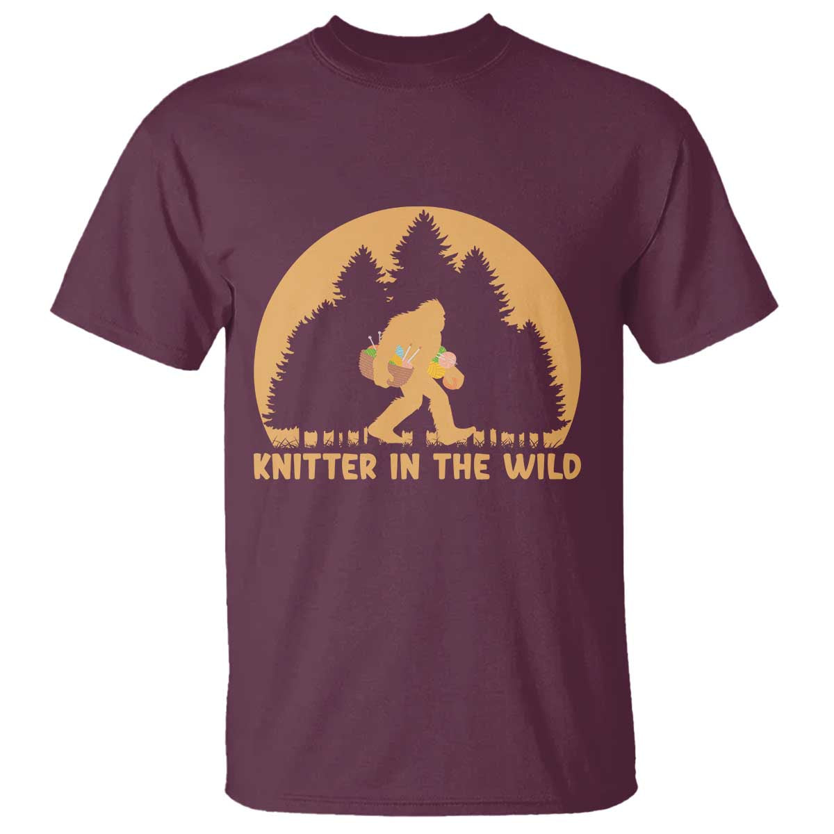 Knitting Bigfoot In The Wild Funny Gift T Shirt - Wonder Print Shop