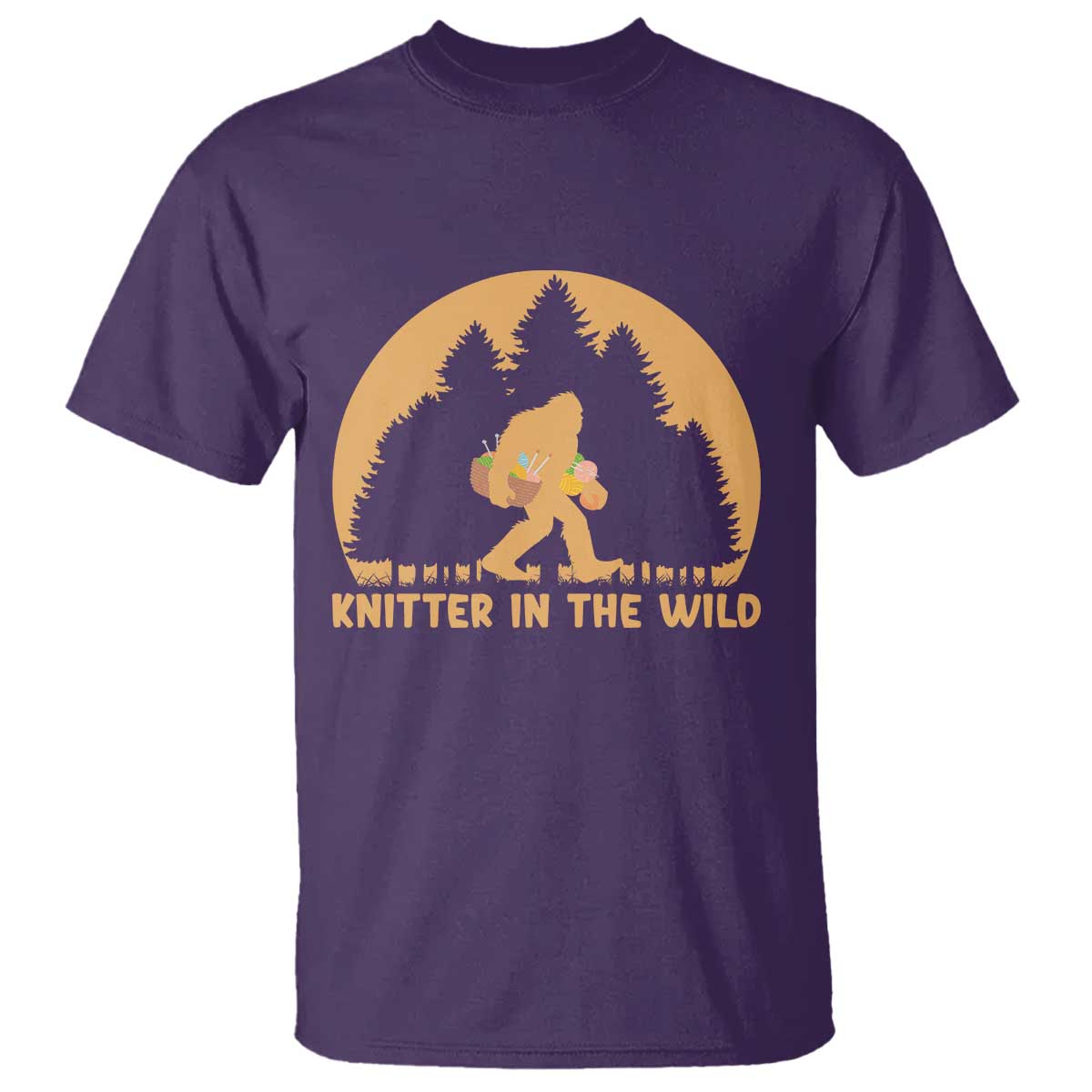 Knitting Bigfoot In The Wild Funny Gift T Shirt - Wonder Print Shop