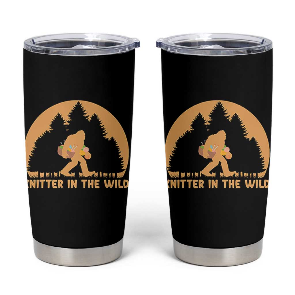 Knitting Bigfoot In The Wild Funny Gift Tumbler Cup - Wonder Print Shop