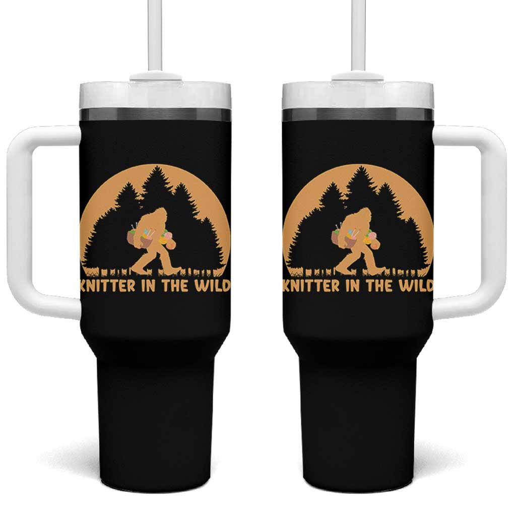 Knitting Bigfoot In The Wild Funny Gift Tumbler With Handle - Wonder Print Shop