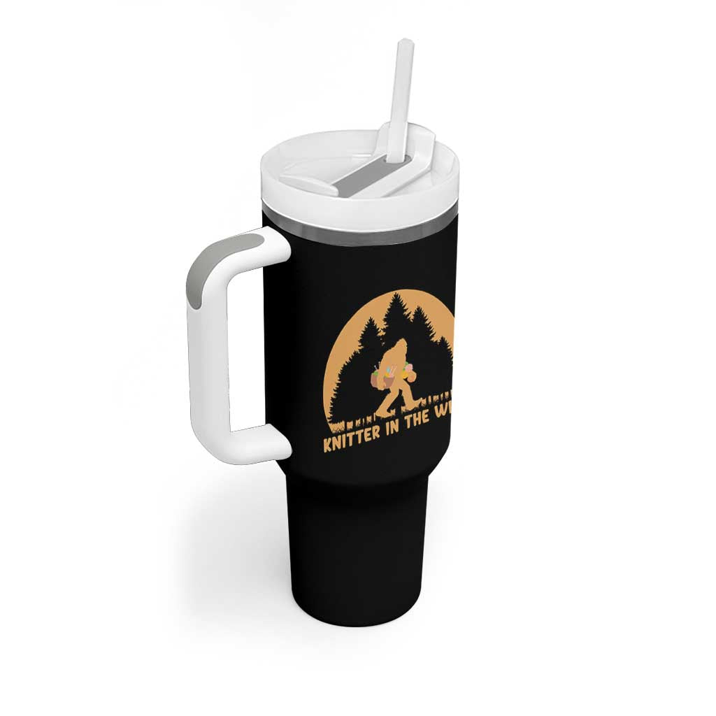 Knitting Bigfoot In The Wild Funny Gift Tumbler With Handle - Wonder Print Shop