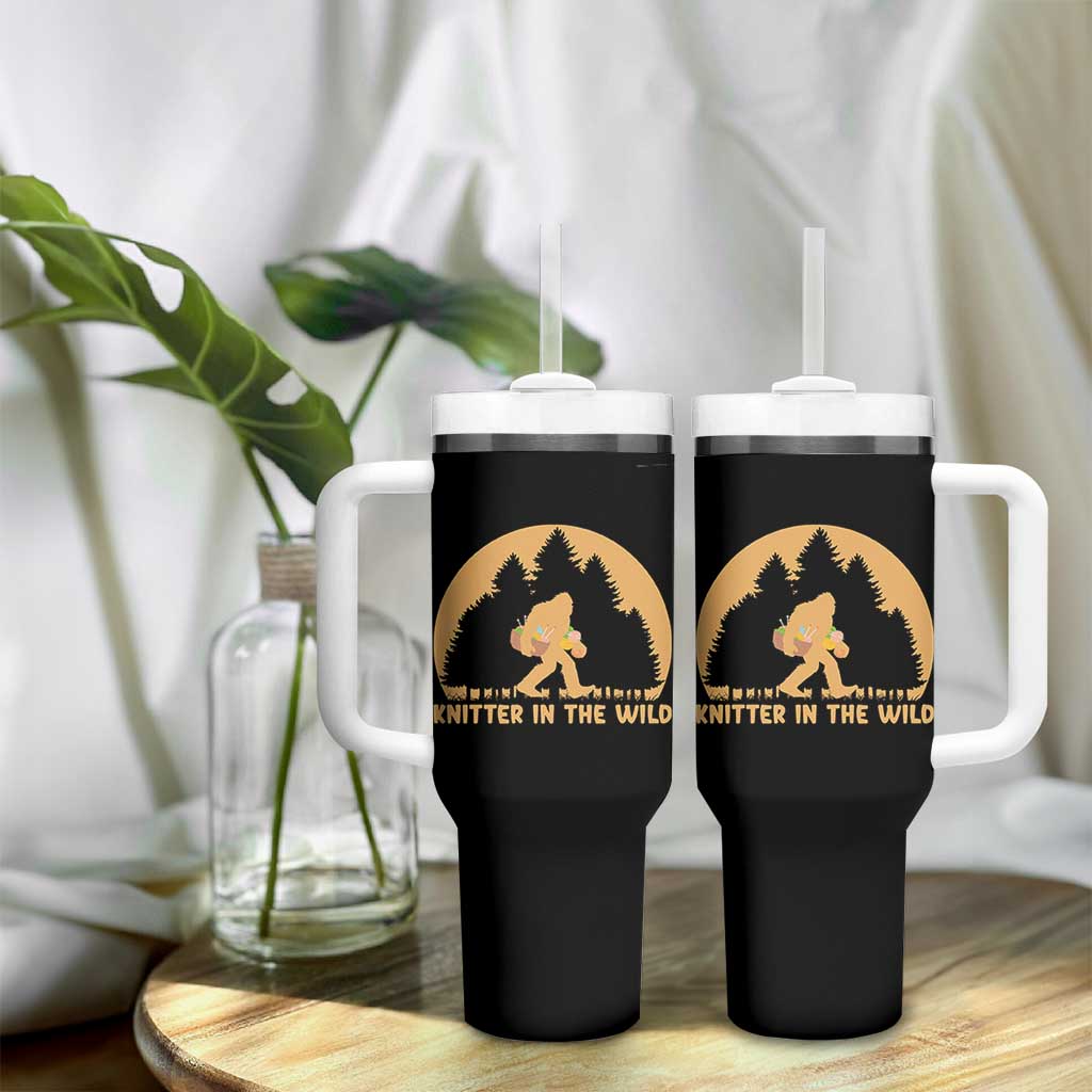 Knitting Bigfoot In The Wild Funny Gift Tumbler With Handle - Wonder Print Shop