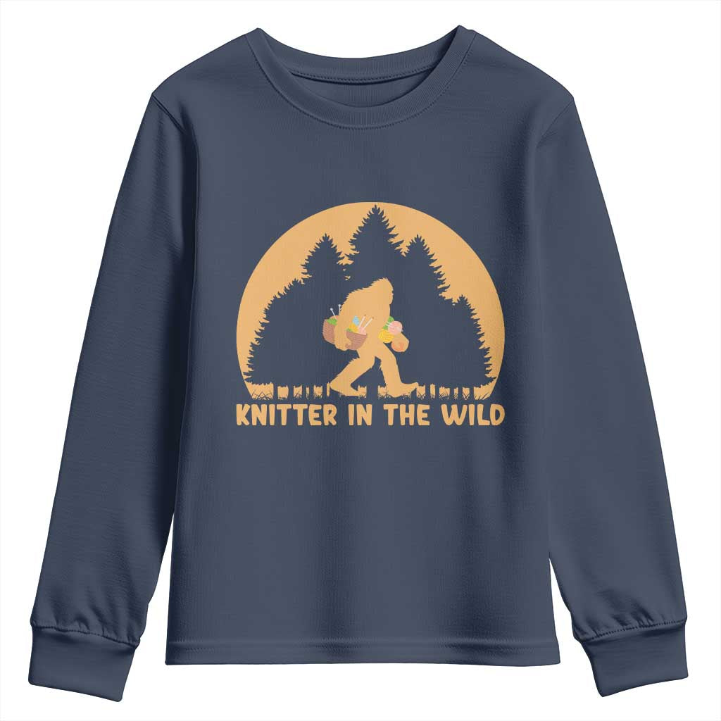 Knitting Bigfoot In The Wild Funny Gift Youth Sweatshirt - Wonder Print Shop