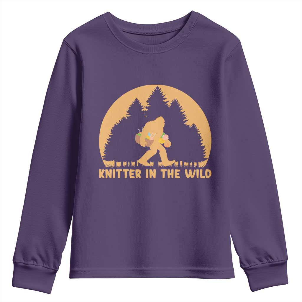 Knitting Bigfoot In The Wild Funny Gift Youth Sweatshirt - Wonder Print Shop