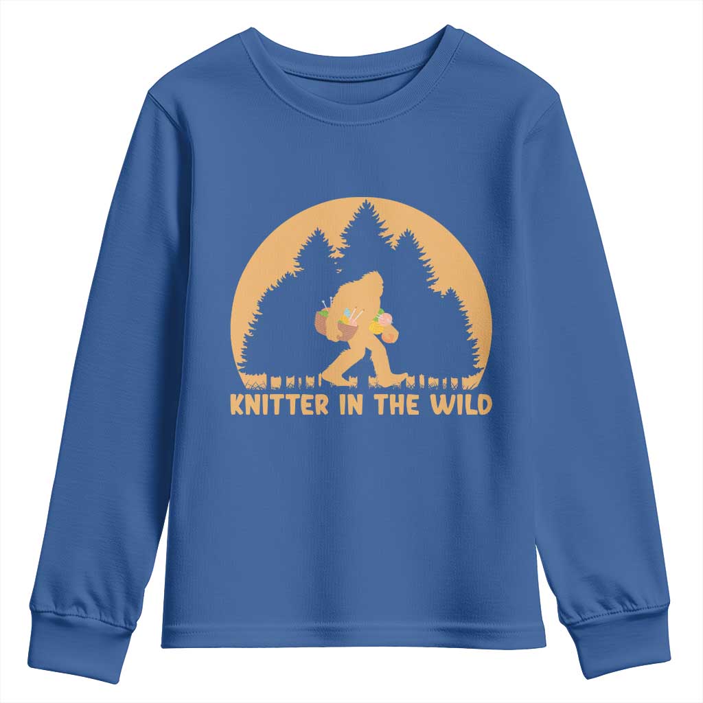 Knitting Bigfoot In The Wild Funny Gift Youth Sweatshirt - Wonder Print Shop