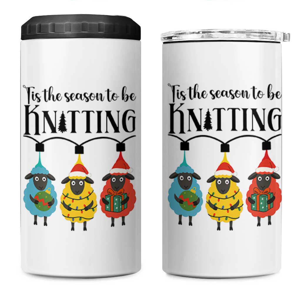 Tis The Season To Be Knitting 4 in 1 Can Cooler Tumbler Christmas Gift - Wonder Print Shop