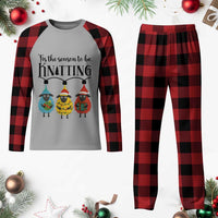Tis The Season To Be Knitting Plaid Pajama Set Xmas Gift - Wonder Print Shop