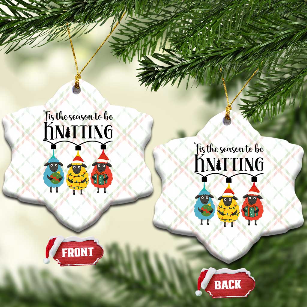 Tis The Season To Be Knitting Ceramic Ornament Xmas Gift - Wonder Print Shop