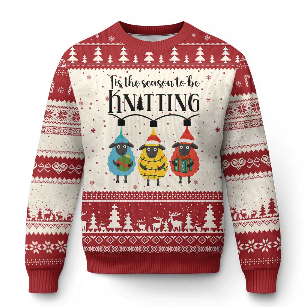 Tis The Season To Be Knitting Ugly Christmas Sweater Xmas Gift - Wonder Print Shop