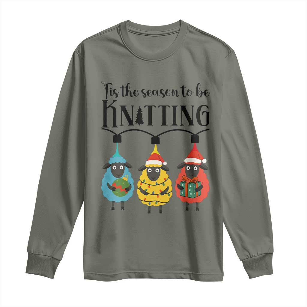Tis The Season To Be Knitting Long Sleeve Shirt Christmas Gift - Wonder Print Shop