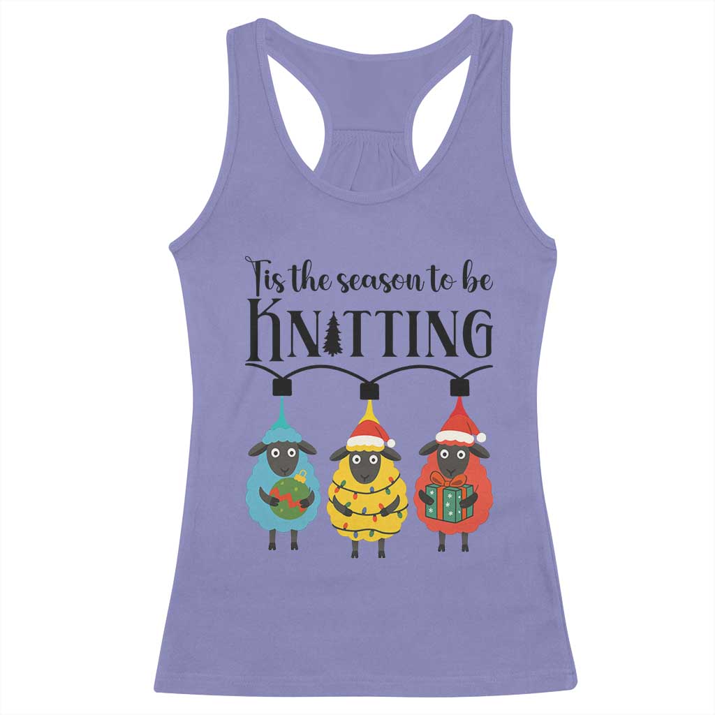 Tis The Season To Be Knitting Racerback Tank Top Christmas Gift - Wonder Print Shop