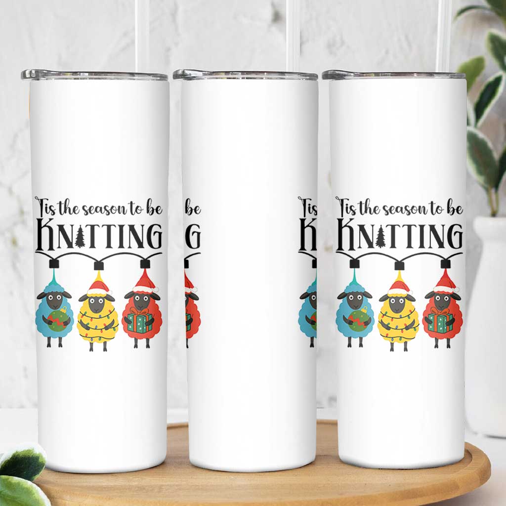 Tis The Season To Be Knitting Skinny Tumbler Christmas Gift - Wonder Print Shop
