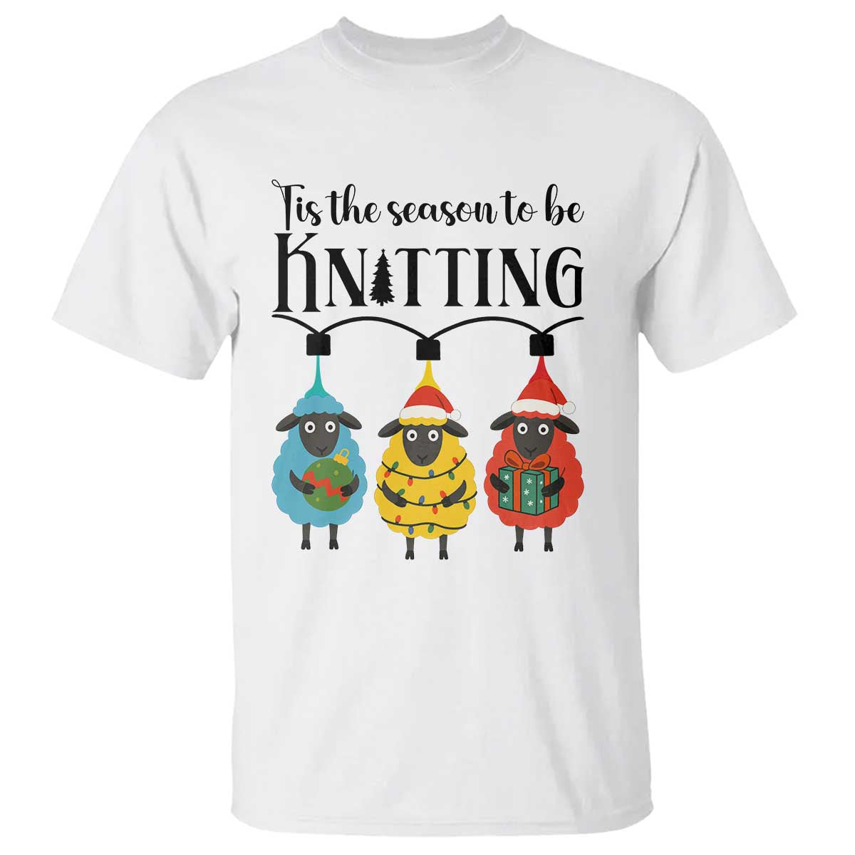 Tis The Season To Be Knitting T Shirt Christmas Gift - Wonder Print Shop