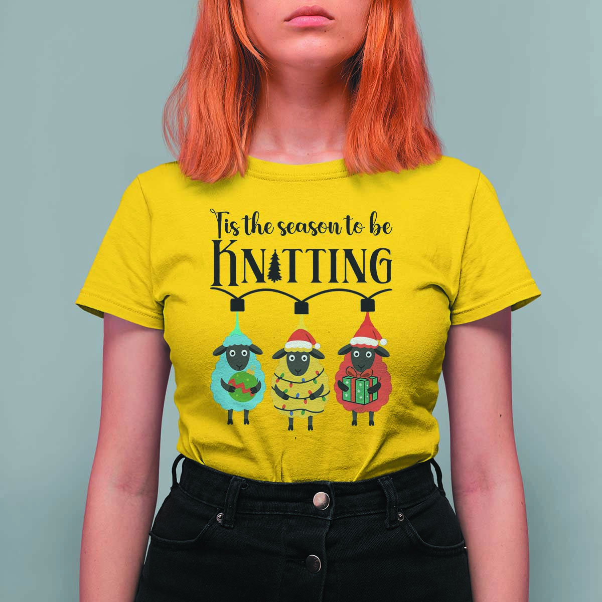 Tis The Season To Be Knitting T Shirt For Women Christmas Gift - Wonder Print Shop