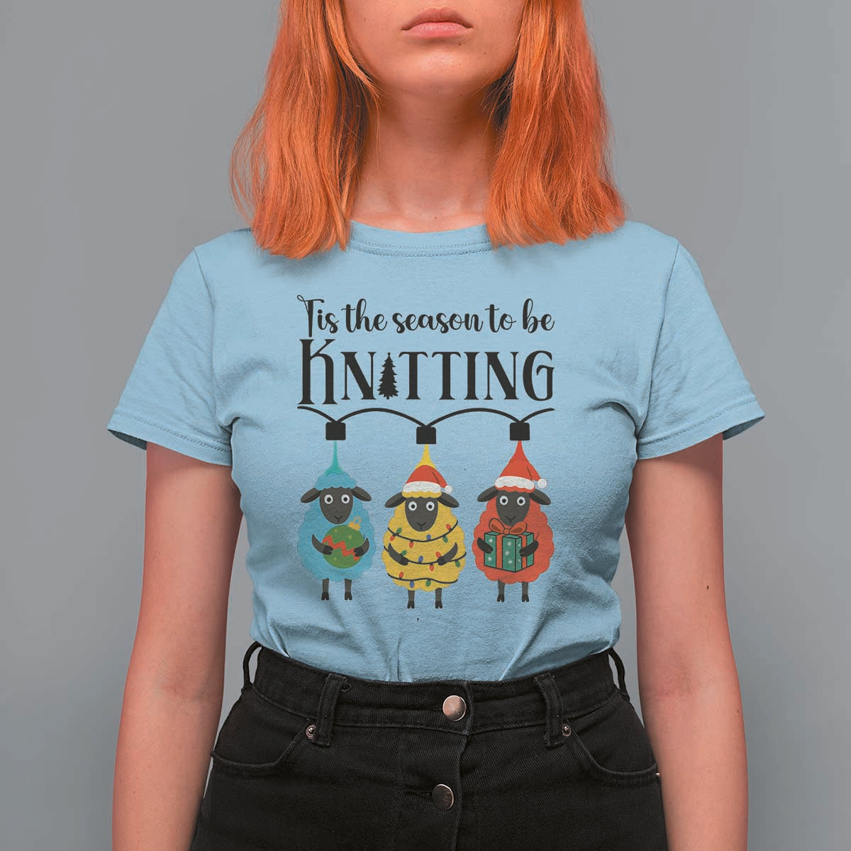 Tis The Season To Be Knitting T Shirt For Women Christmas Gift - Wonder Print Shop